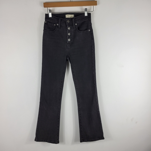 Madewell Cali Demi Boot Button Fly High Waist Cropped Boot Cut Jeans Bellspring - Picture 2 of 15
